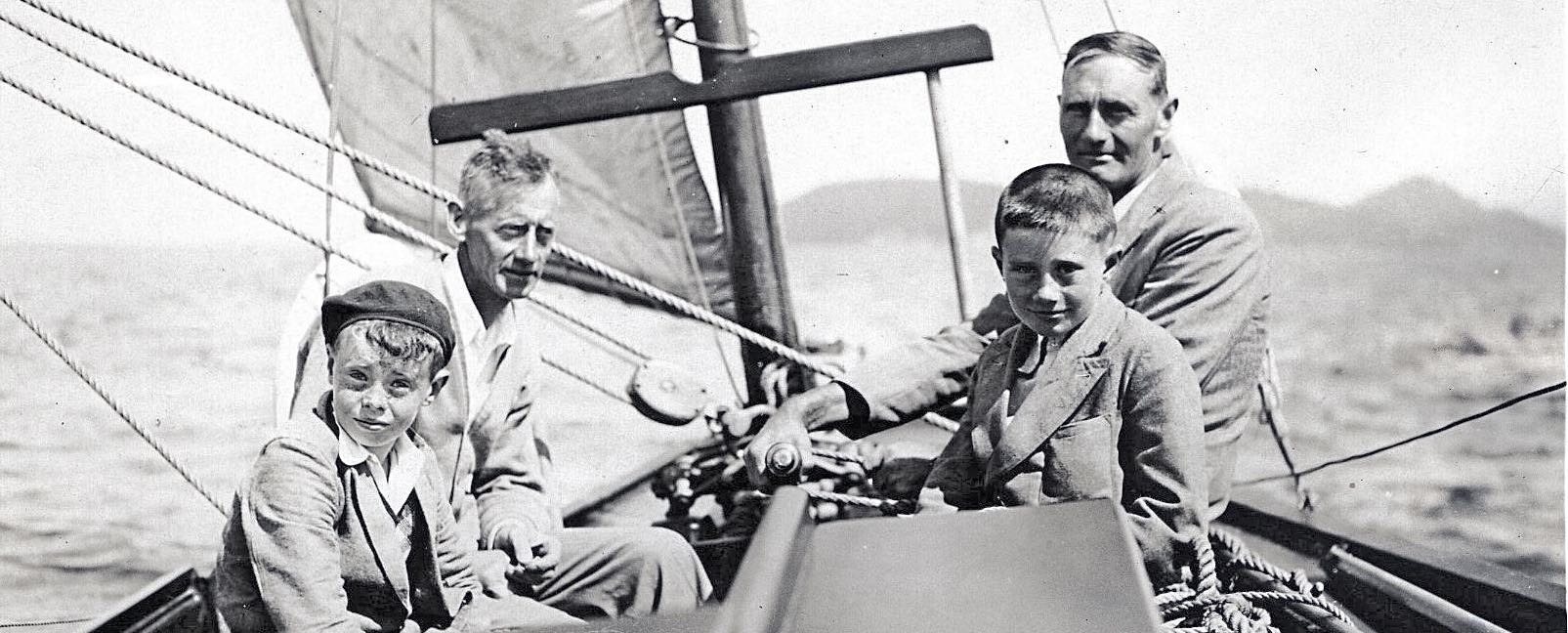 men and boys on a yacht Pender Island Museum