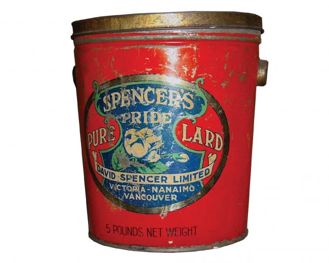 tin of lard Pender Islands Museum artifact