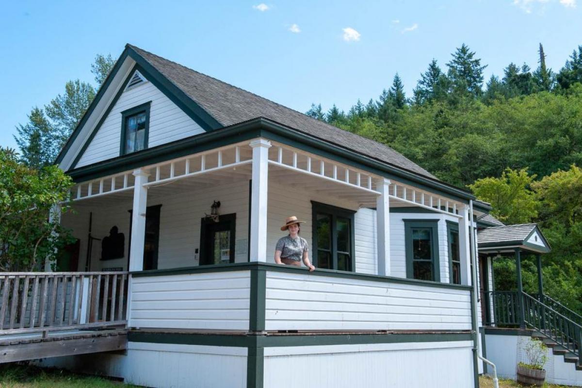 Pender Island Museum Lady on Porch